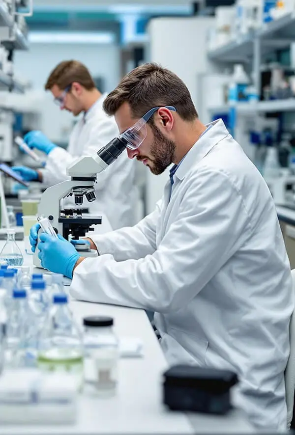 Scientist analyzing Gluco6 formula for blood sugar support